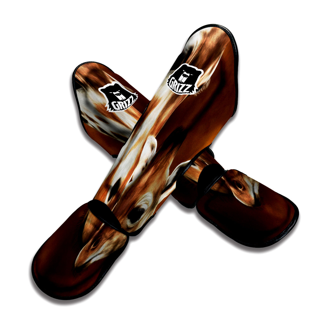 Giraffe Brown Print Muay Thai Shin Guards-grizzshop