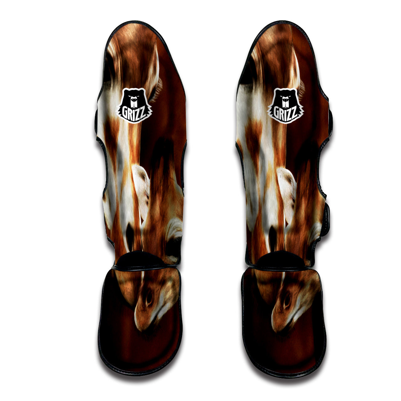 Giraffe Brown Print Muay Thai Shin Guards-grizzshop