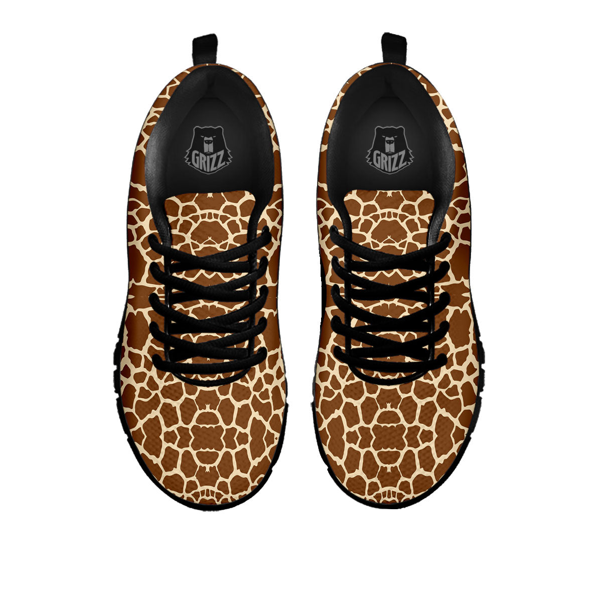 Giraffe Brown Print Pattern Black Sneaker-grizzshop