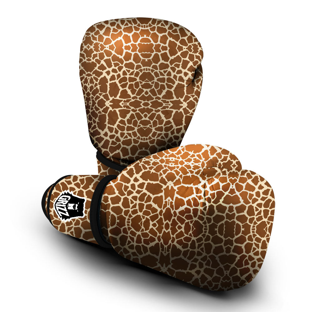 Giraffe Brown Print Pattern Boxing Gloves-grizzshop