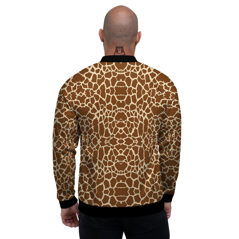 Giraffe Brown Print Pattern Men's Bomber Jacket-grizzshop