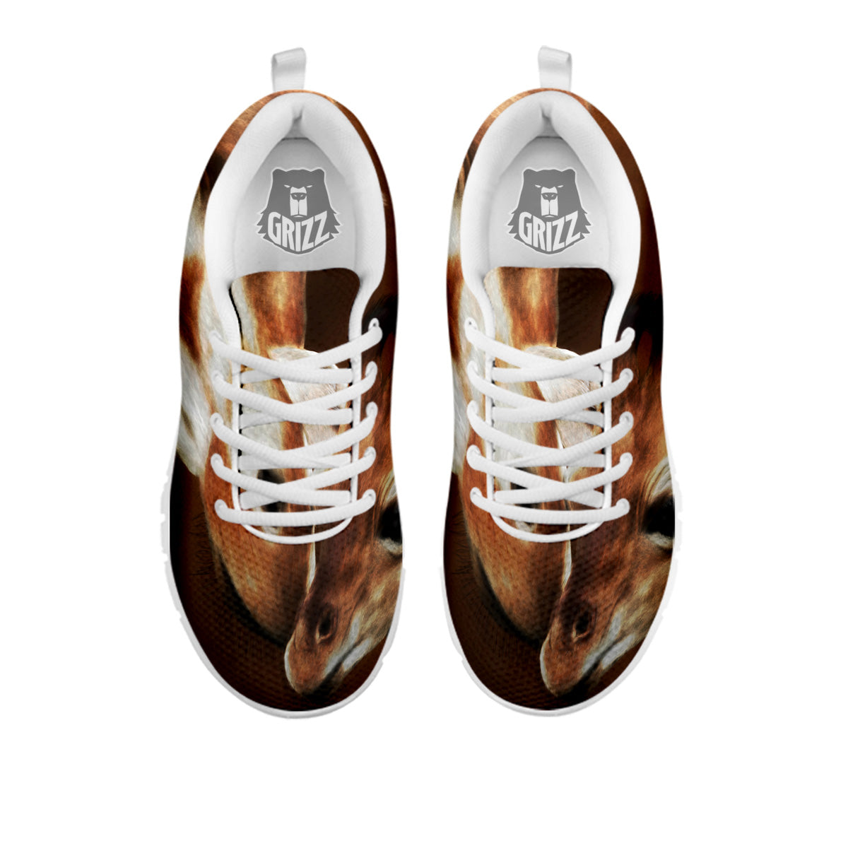 Giraffe Brown Print White Sneaker-grizzshop