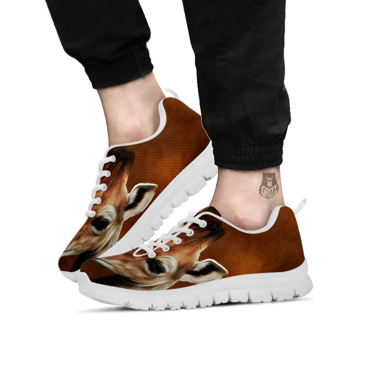 Giraffe Brown Print White Sneaker-grizzshop