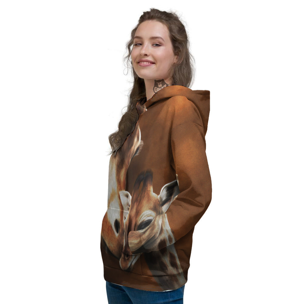 Giraffe Brown Print Women's Hoodie-grizzshop