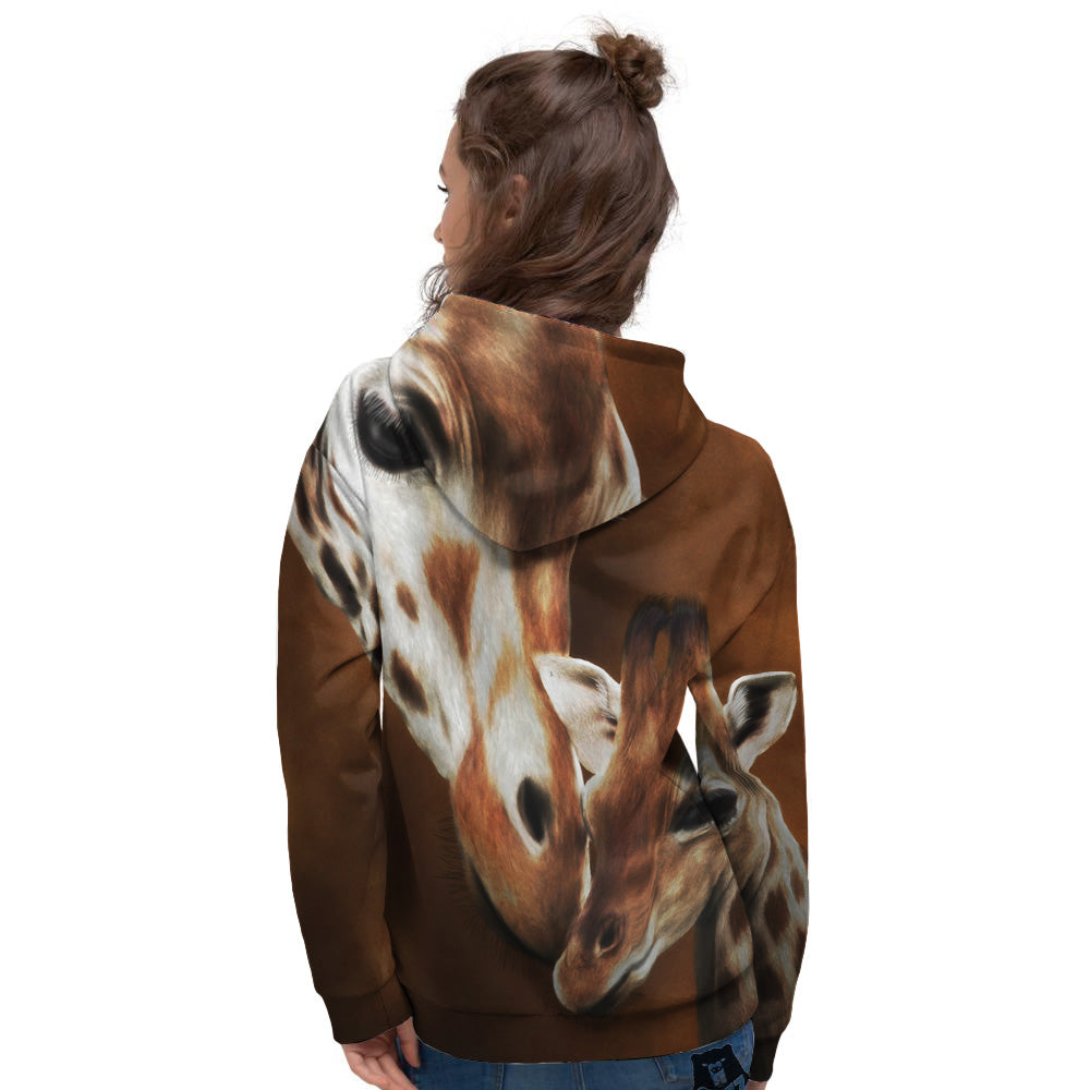Giraffe Brown Print Women's Hoodie-grizzshop