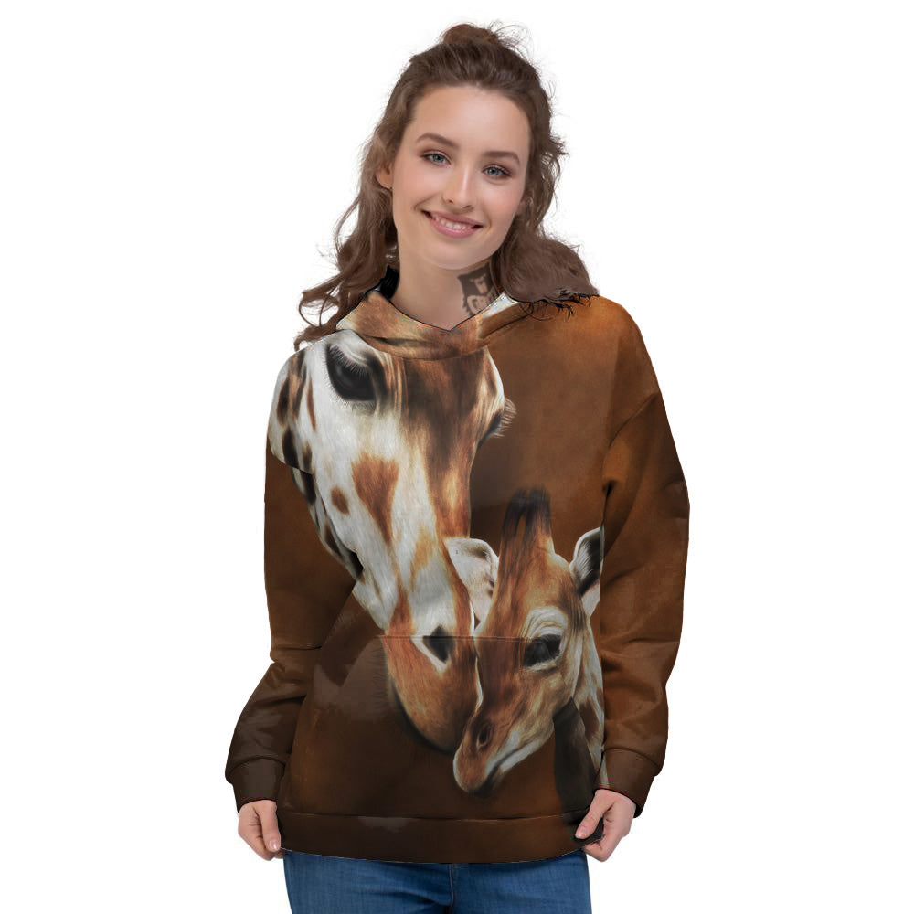 Giraffe Brown Print Women's Hoodie-grizzshop