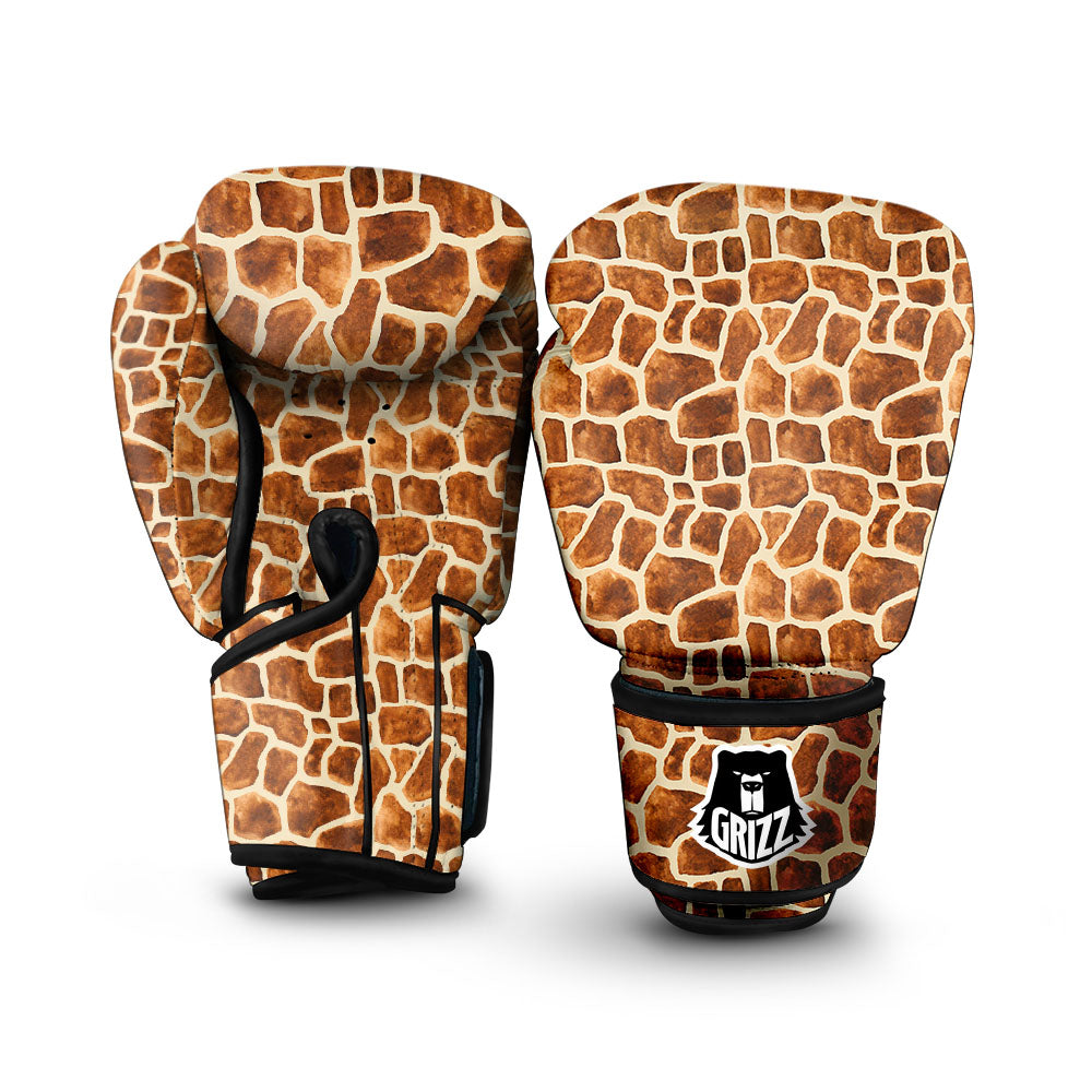 Giraffe Brown Watercolor Print Pattern Boxing Gloves-grizzshop