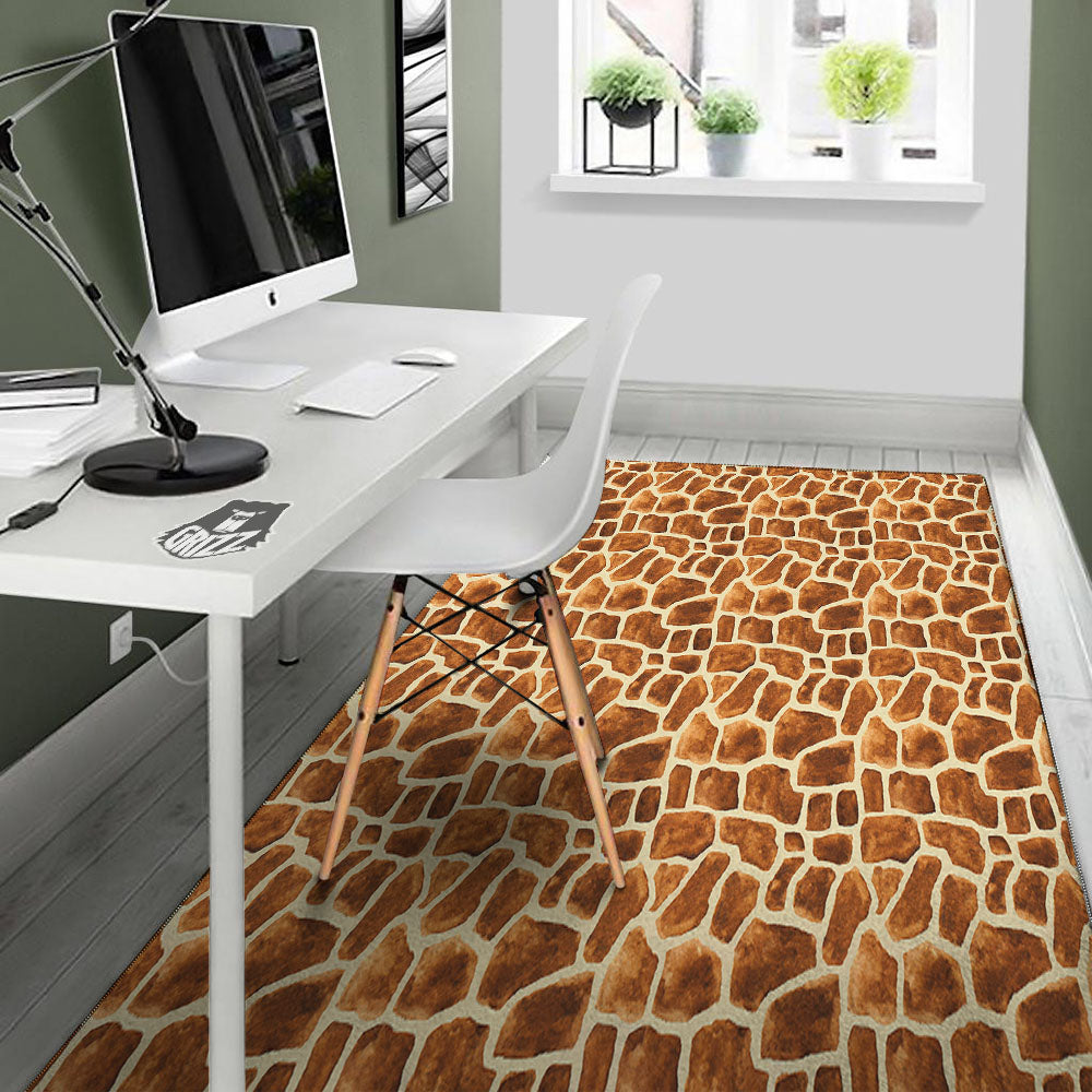 Giraffe Brown Watercolor Print Pattern Floor Mat-grizzshop