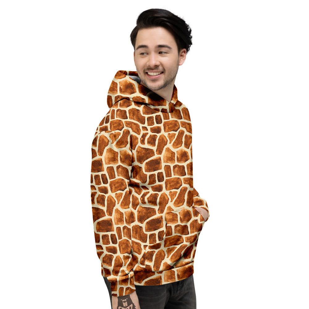 Giraffe Brown Watercolor Print Pattern Men's Hoodie-grizzshop