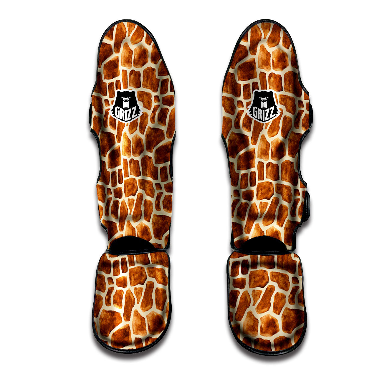 Giraffe Brown Watercolor Print Pattern Muay Thai Shin Guards-grizzshop
