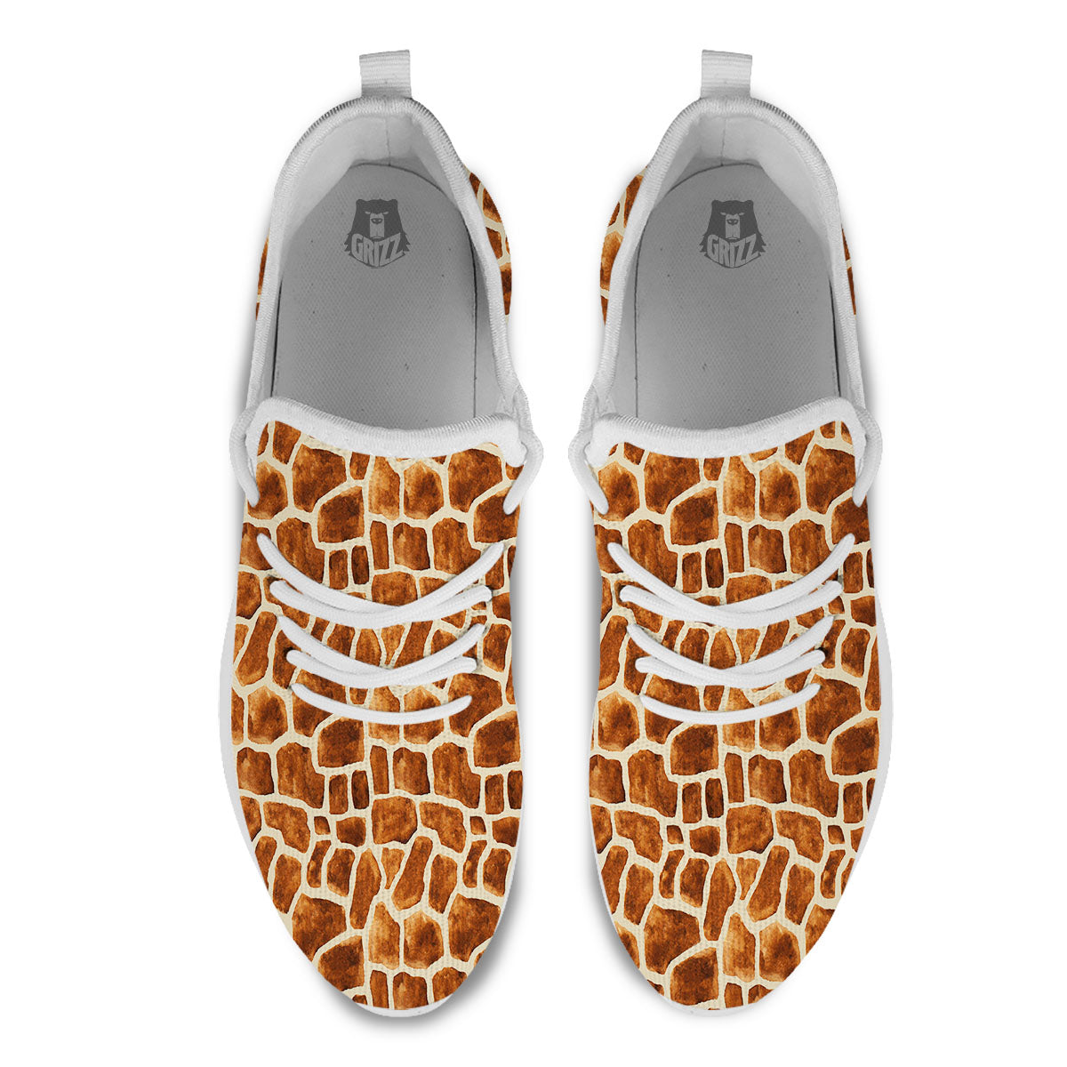Giraffe Brown Watercolor Print Pattern White Athletic Shoes-grizzshop