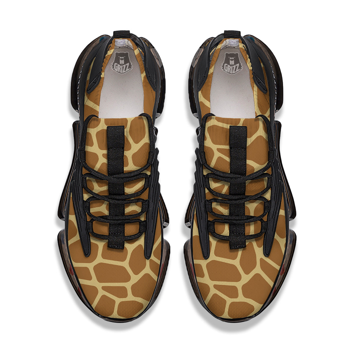 Giraffe Brown Yellow Print Pattern Black Gym Shoes-grizzshop
