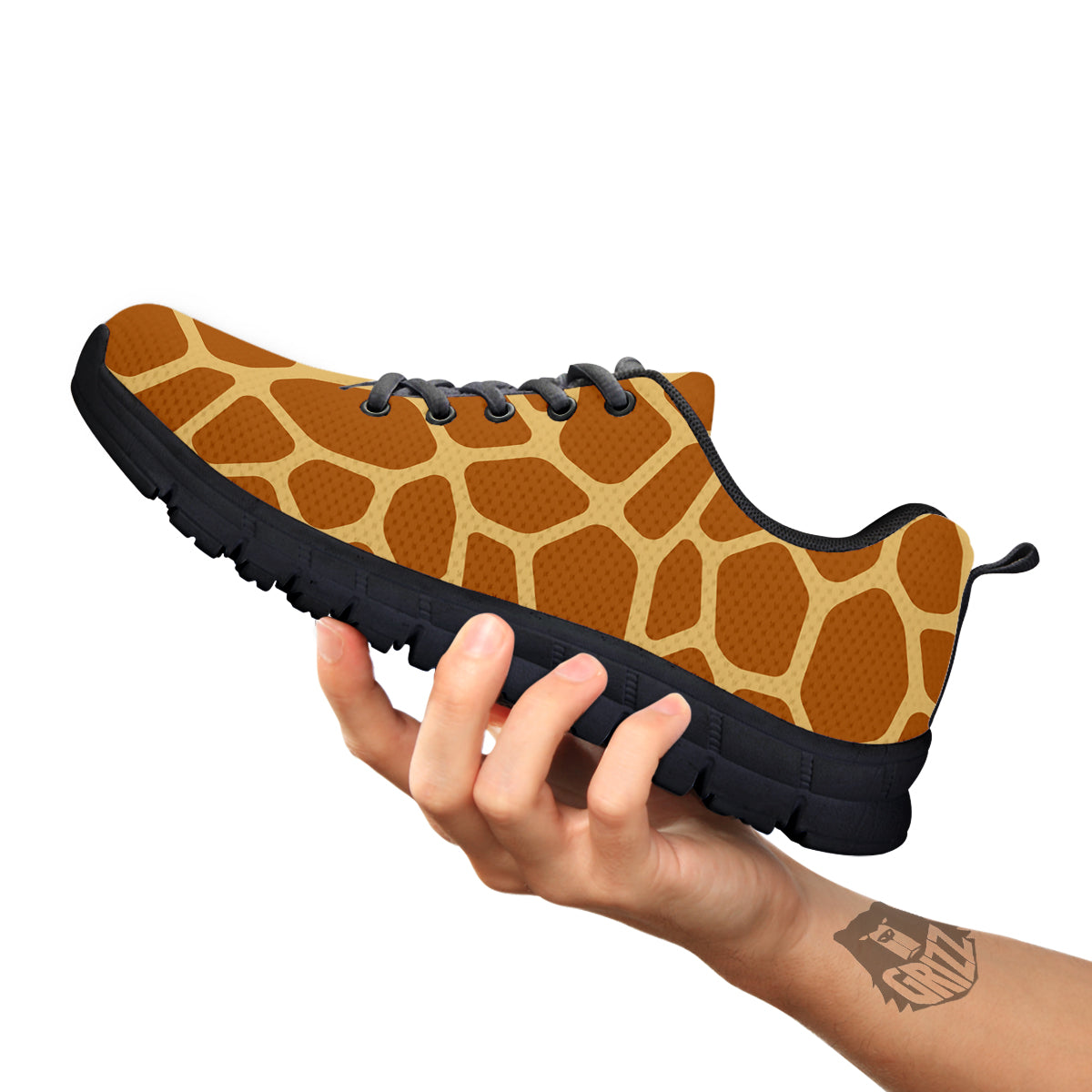 Giraffe Brown Yellow Print Pattern Black Sneaker-grizzshop