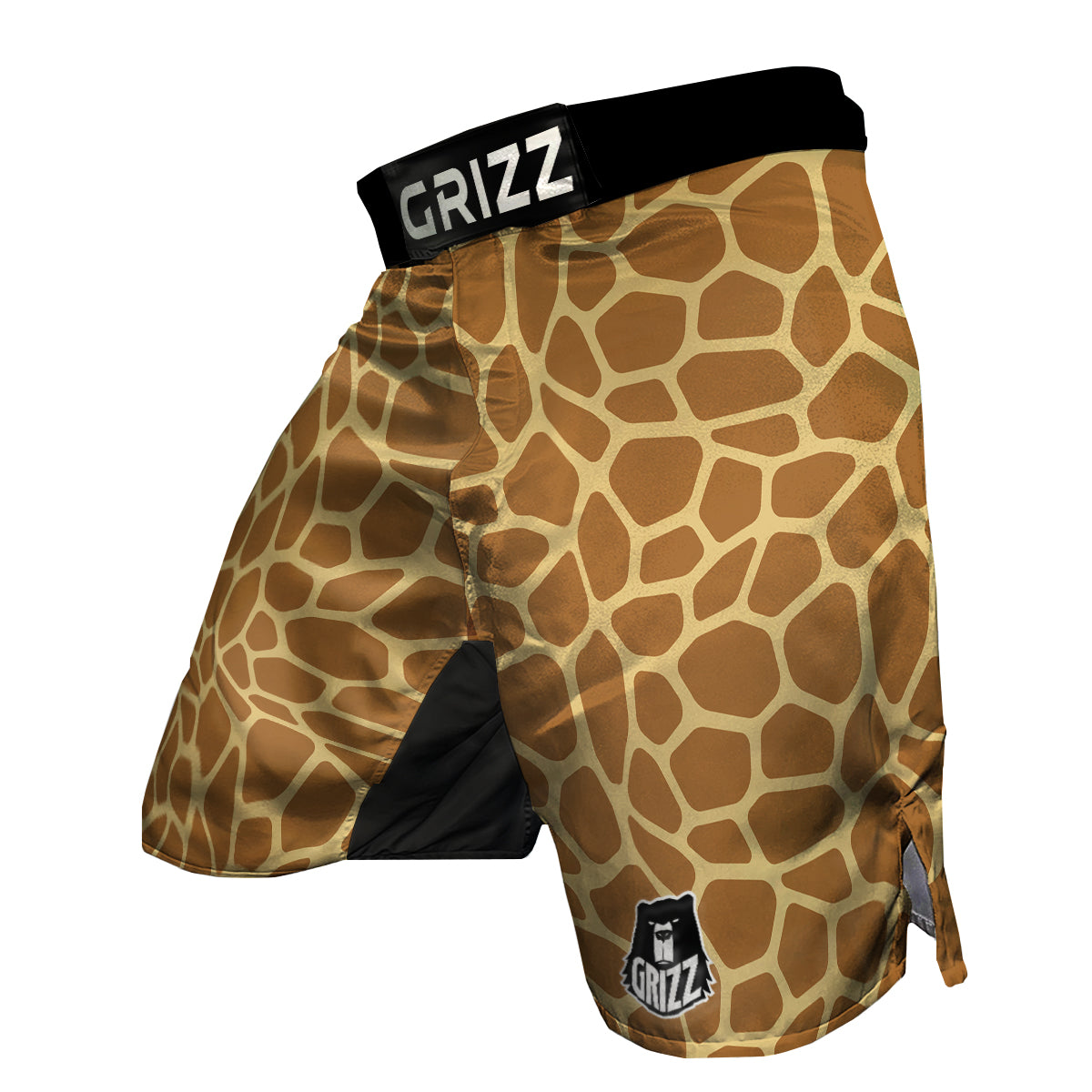 Giraffe Brown Yellow Print Pattern MMA Shorts-grizzshop