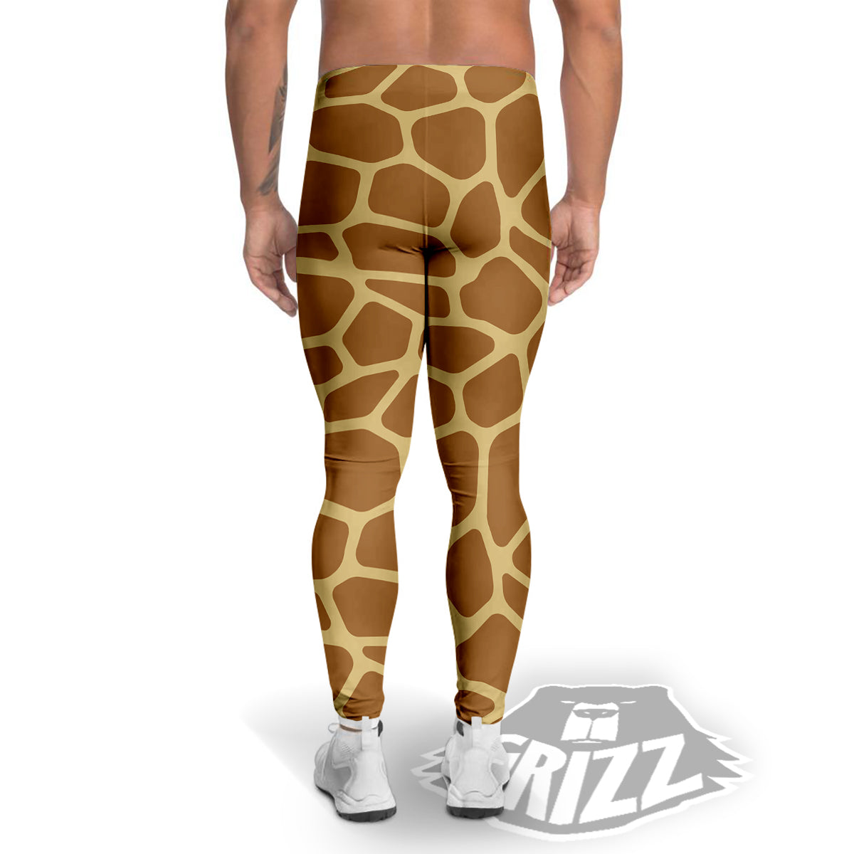 Giraffe Brown Yellow Print Pattern Men's Leggings-grizzshop