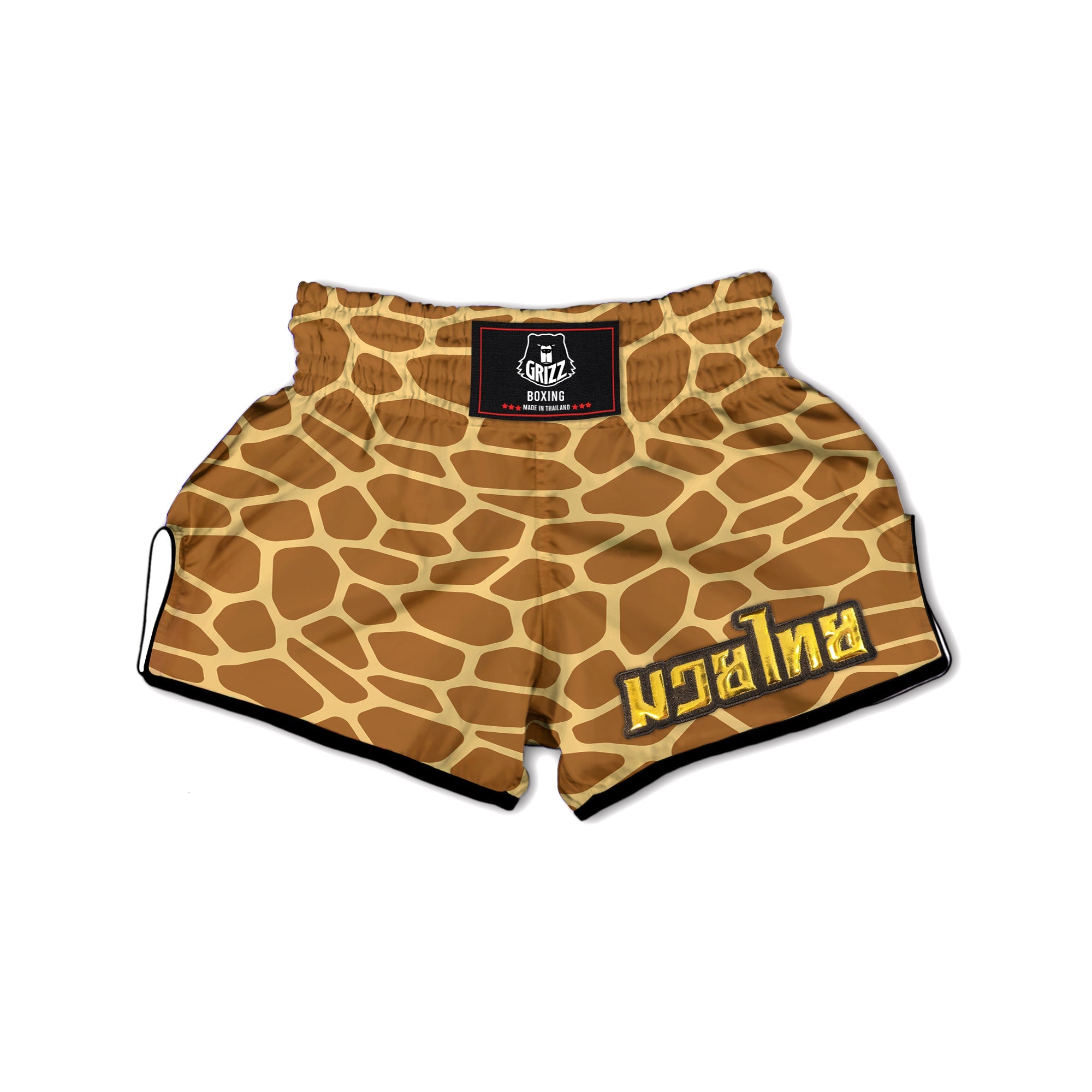 Giraffe Brown Yellow Print Pattern Muay Thai Boxing Shorts-grizzshop