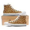 Giraffe Brown Yellow Print Pattern White High Top Shoes-grizzshop