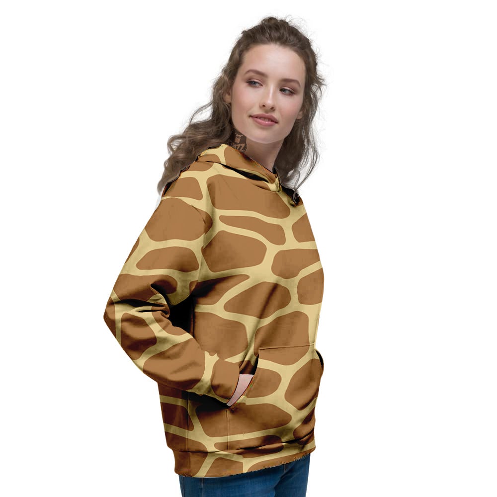 Giraffe Brown Yellow Print Pattern Women's Hoodie-grizzshop