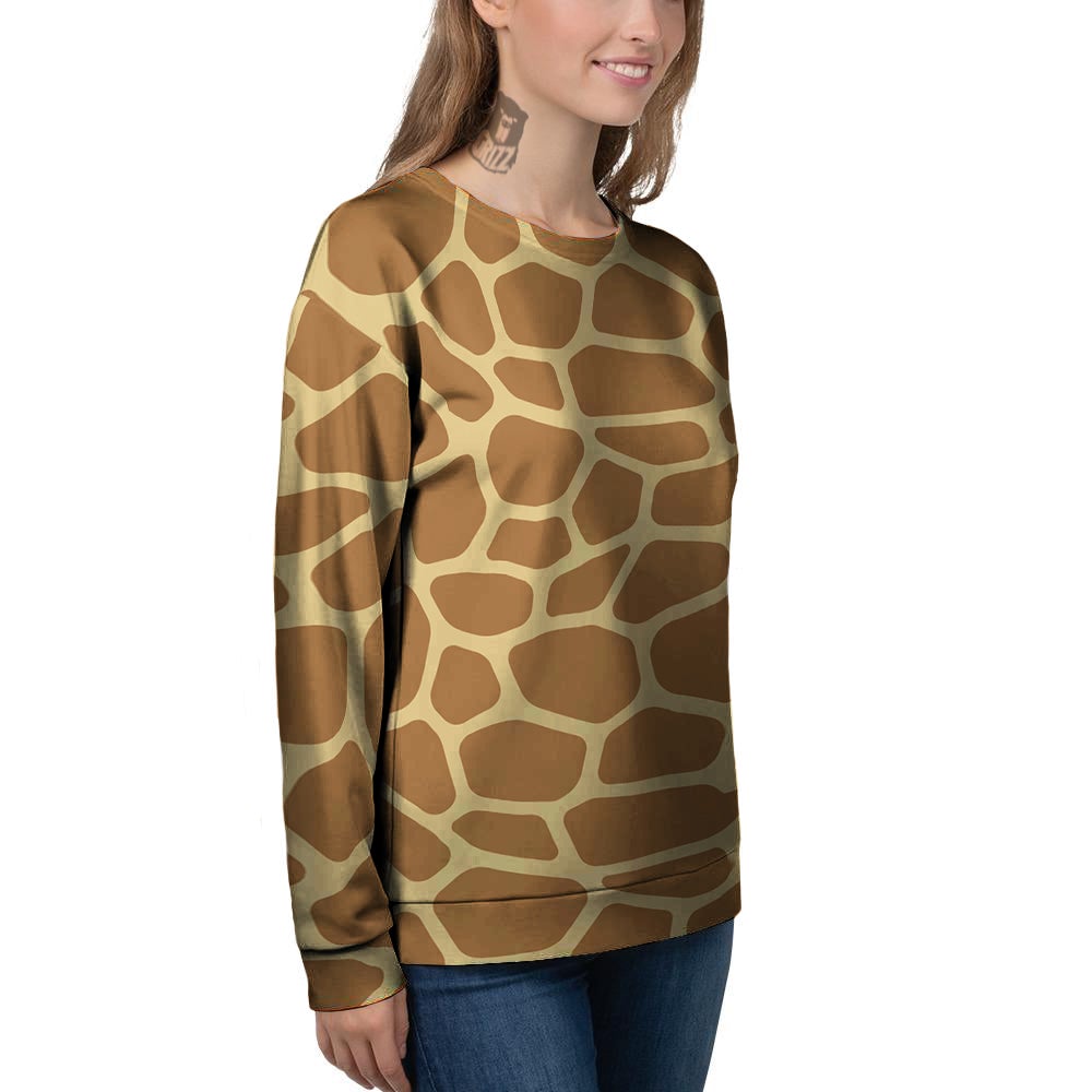 Giraffe Brown Yellow Print Pattern Women's Sweatshirt-grizzshop