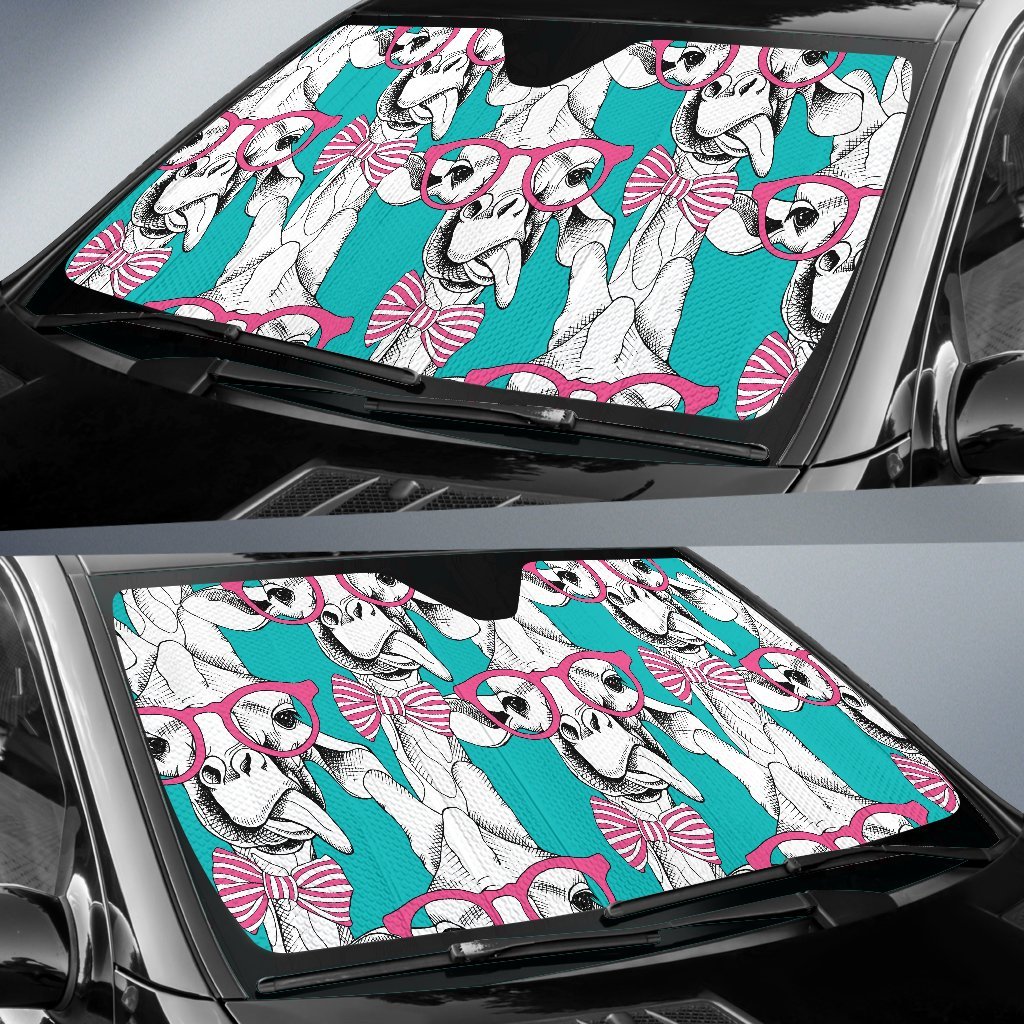 Giraffe Cartoon Pattern Print Car Sun Shade-grizzshop