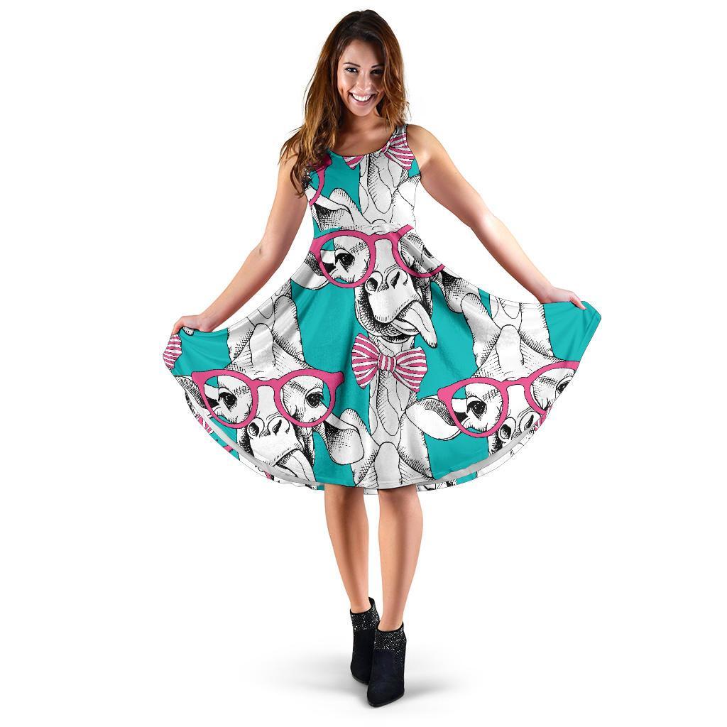 Giraffe Cartoon Pattern Print Dress-grizzshop