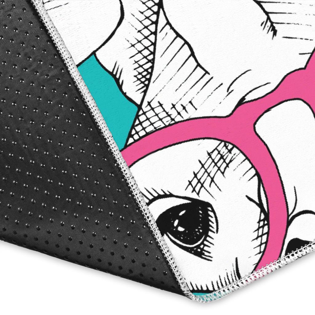 Giraffe Cartoon Pattern Print Floor Mat-grizzshop