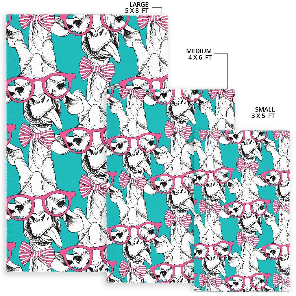 Giraffe Cartoon Pattern Print Floor Mat-grizzshop