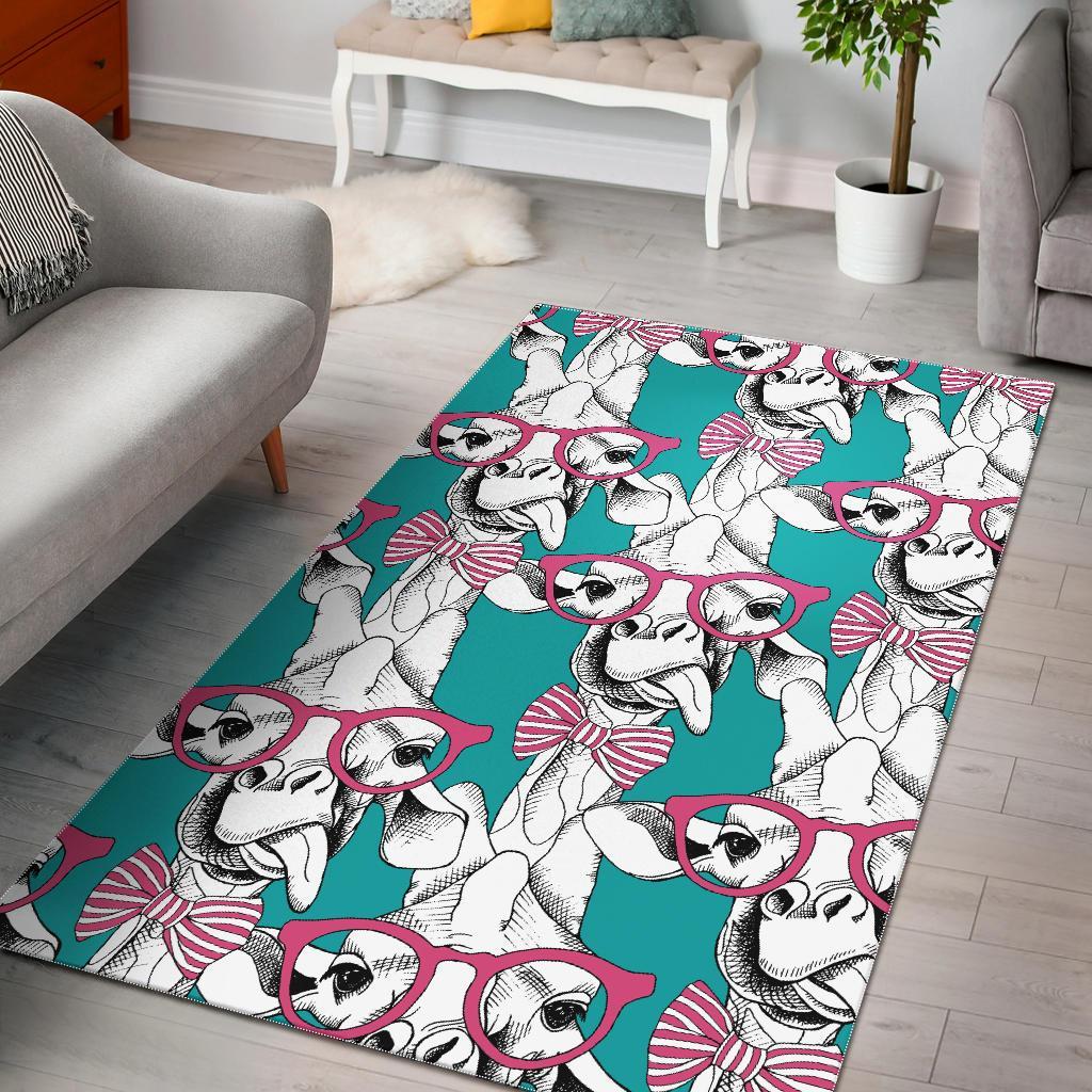 Giraffe Cartoon Pattern Print Floor Mat-grizzshop
