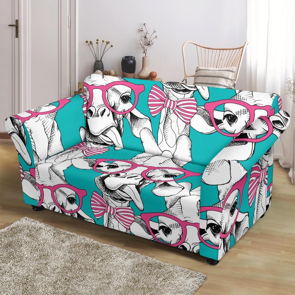 Giraffe Cartoon Pattern Print Loveseat Cover-grizzshop