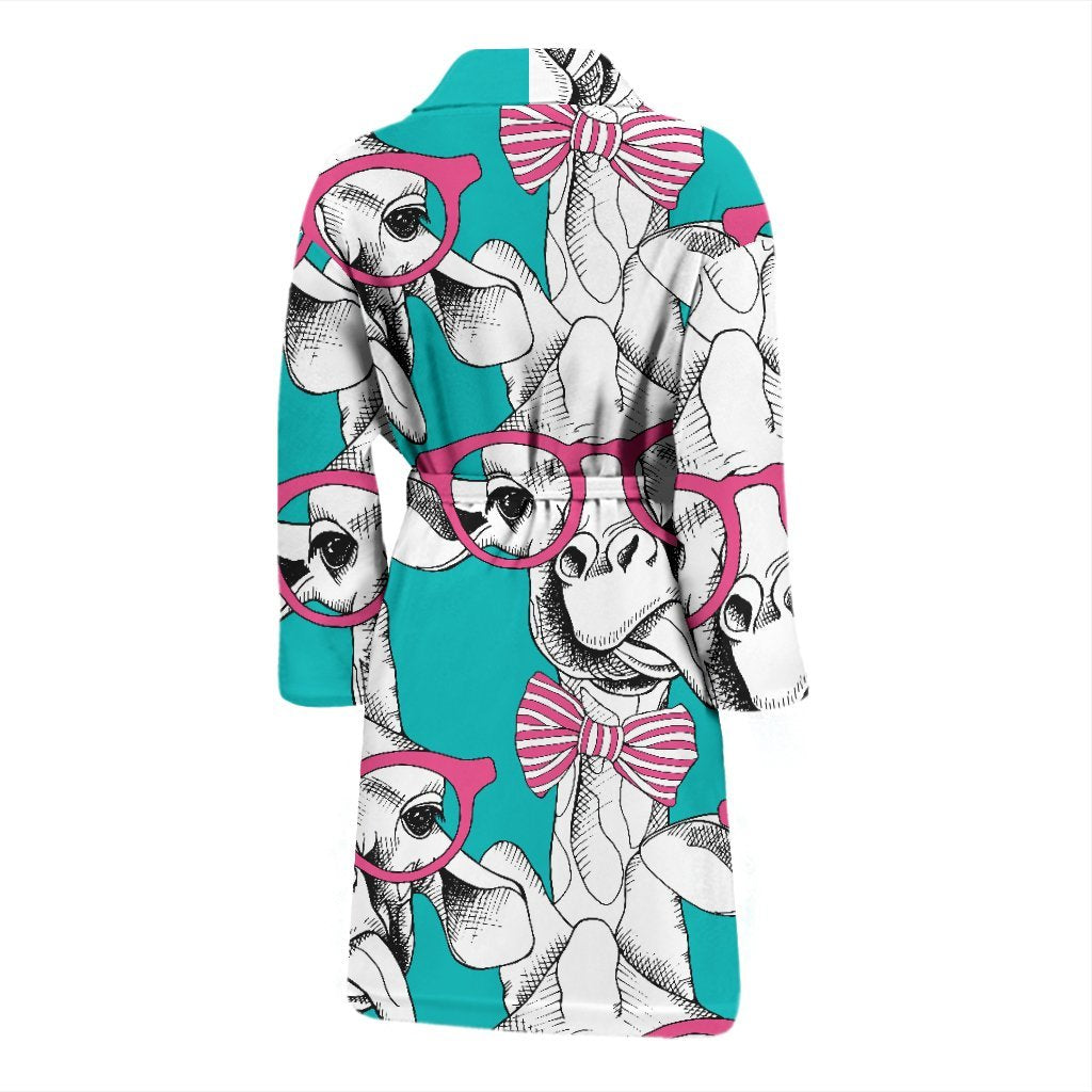 Giraffe Cartoon Pattern Print Men Long Robe-grizzshop