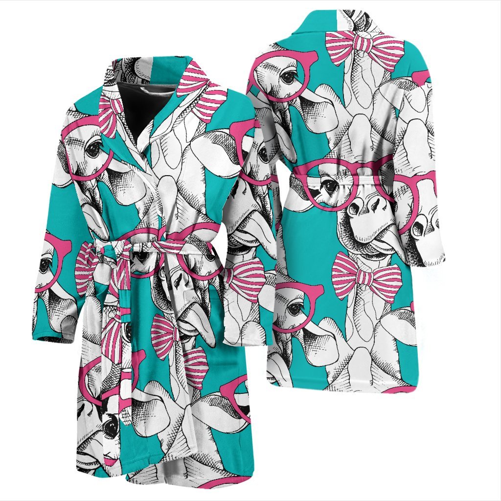 Giraffe Cartoon Pattern Print Men Long Robe-grizzshop