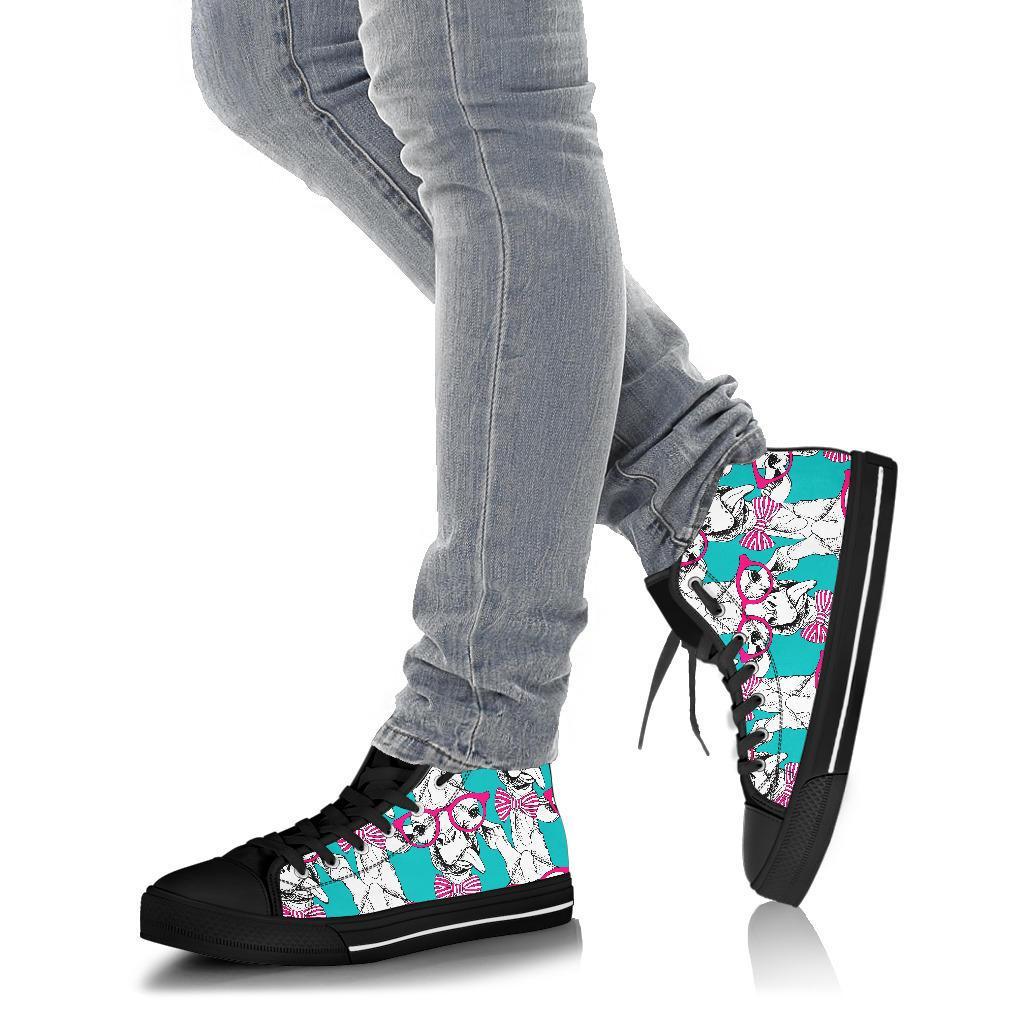 Giraffe Cartoon Pattern Print Men Women's High Top Shoes-grizzshop