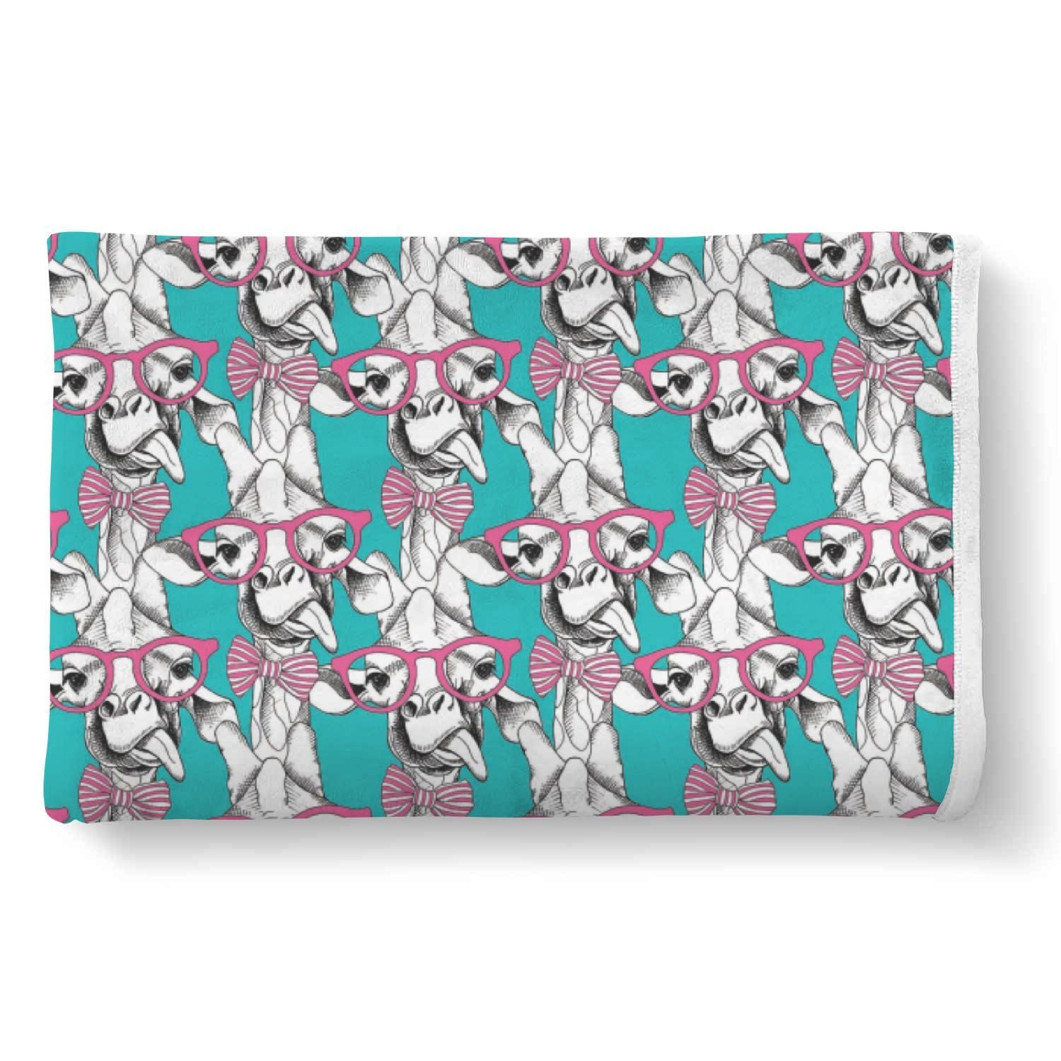 Giraffe Cartoon Pattern Print Throw Blanket-grizzshop