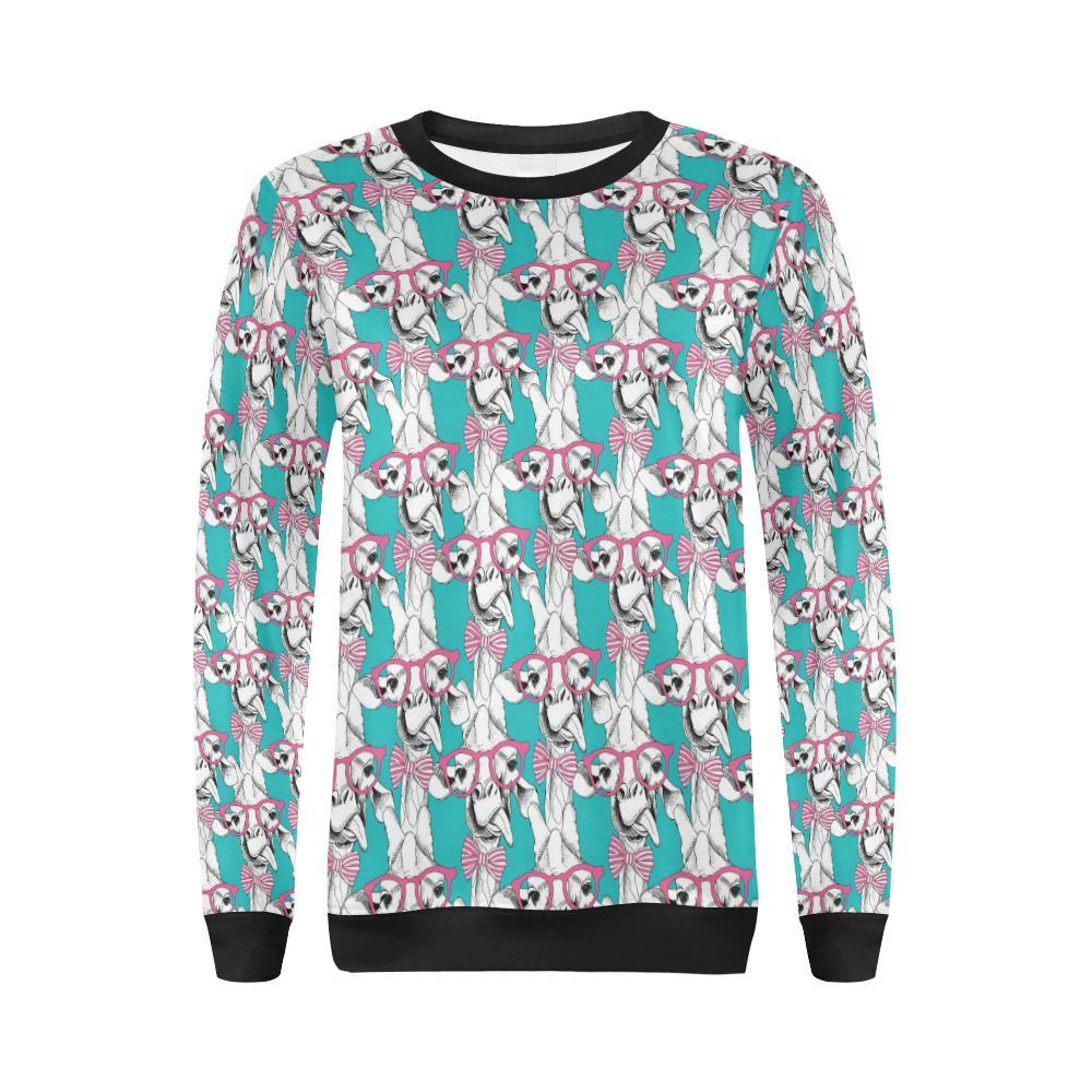 Giraffe Cartoon Pattern Print Women Crewneck Sweatshirt-grizzshop