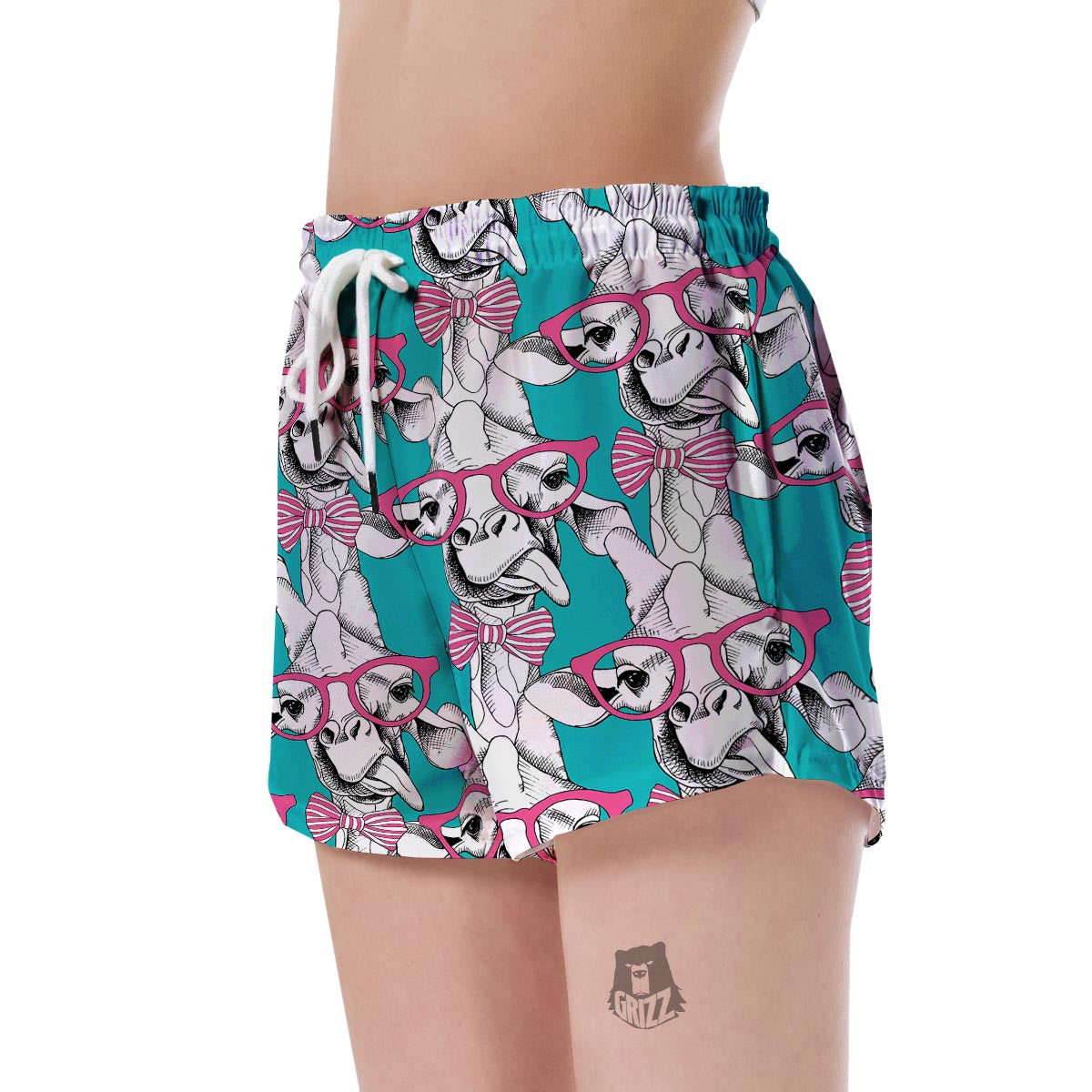 Giraffe Cartoon Pattern Print Women's Shorts-grizzshop