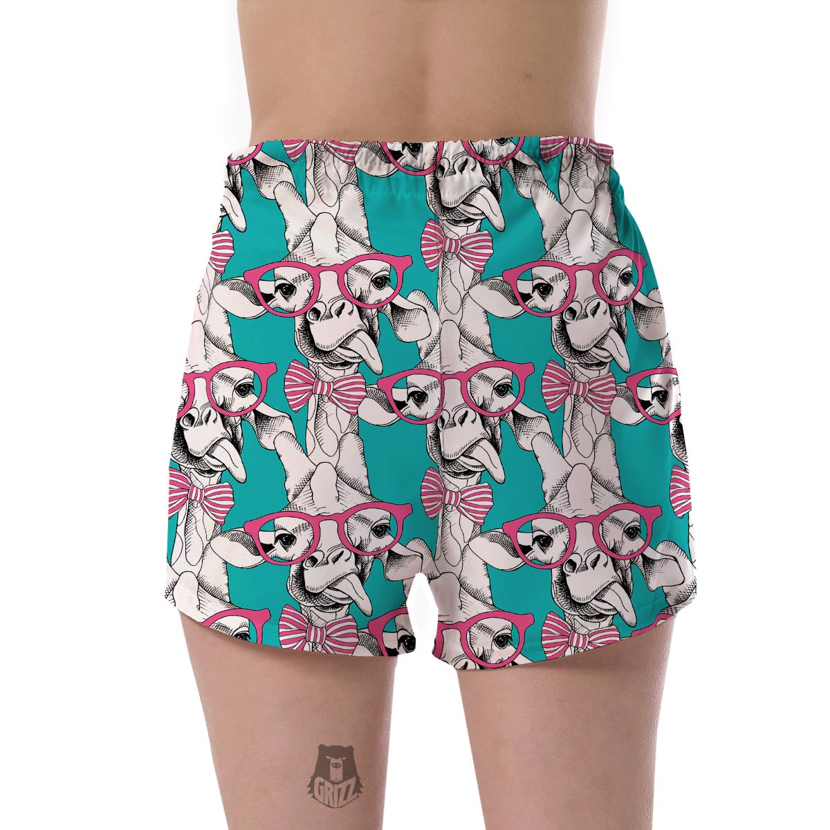 Giraffe Cartoon Pattern Print Women's Shorts-grizzshop