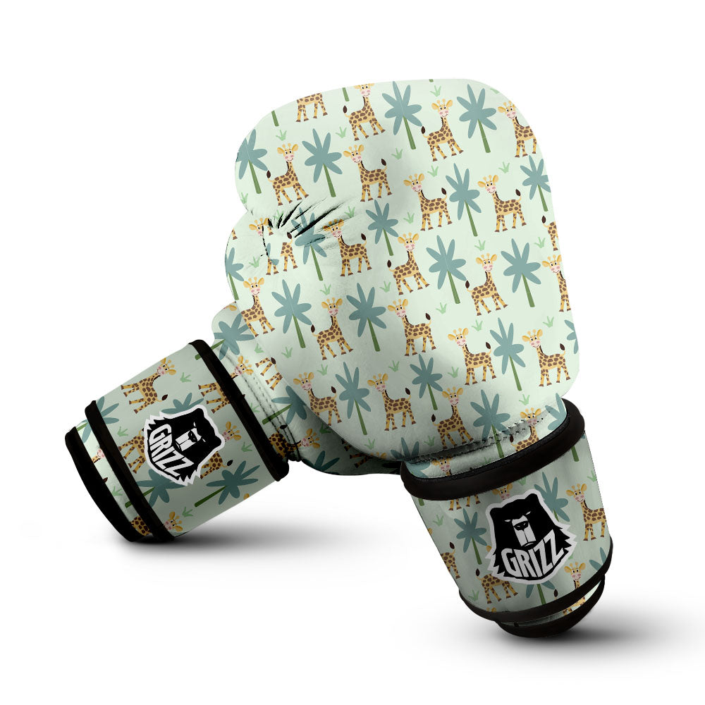 Giraffe Cartoon Print Pattern Boxing Gloves-grizzshop