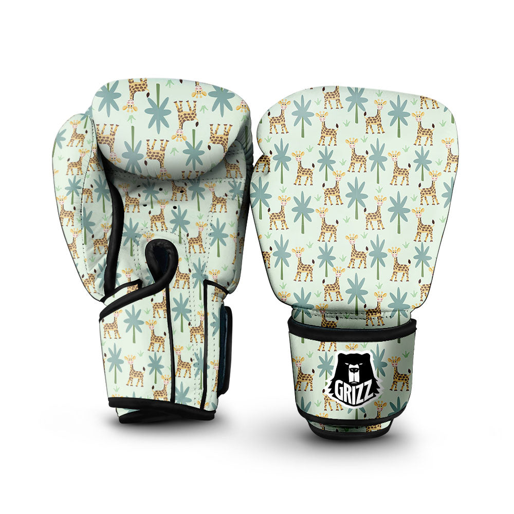 Giraffe Cartoon Print Pattern Boxing Gloves-grizzshop