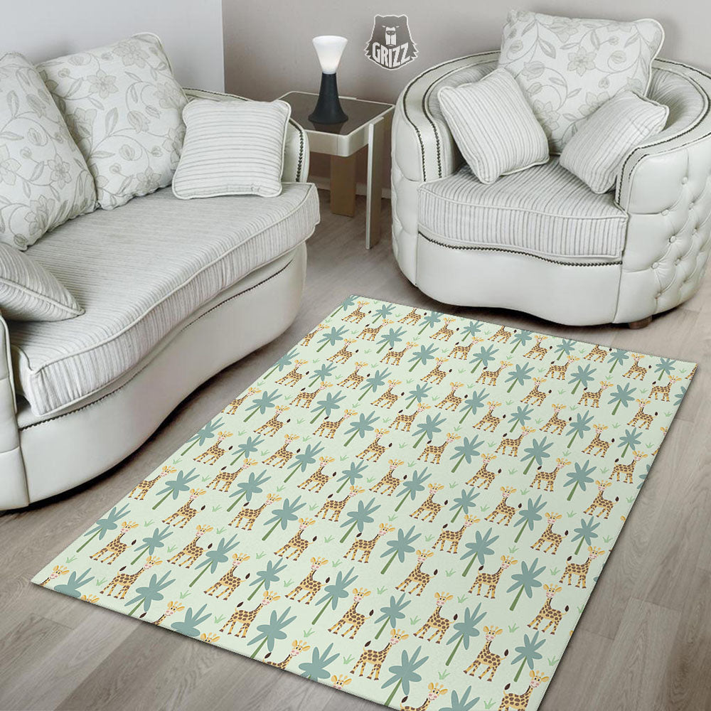 Giraffe Cartoon Print Pattern Floor Mat-grizzshop