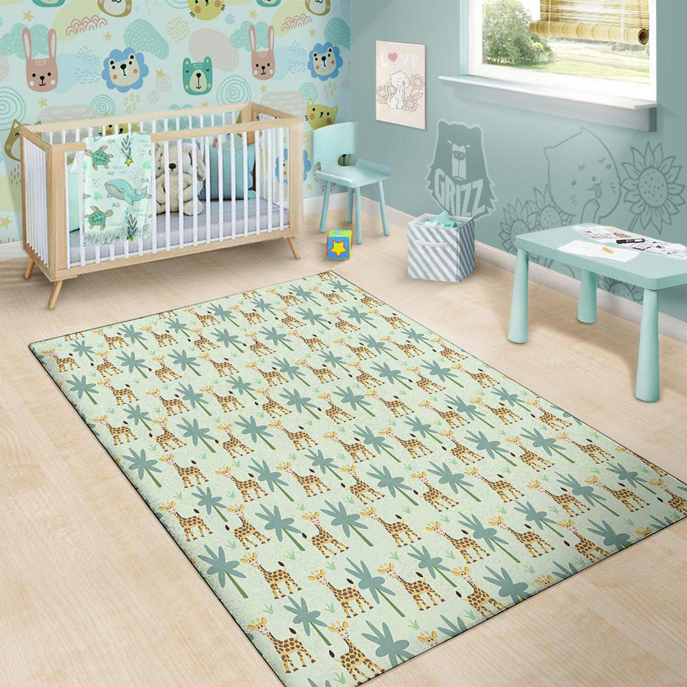 Giraffe Cartoon Print Pattern Floor Mat-grizzshop