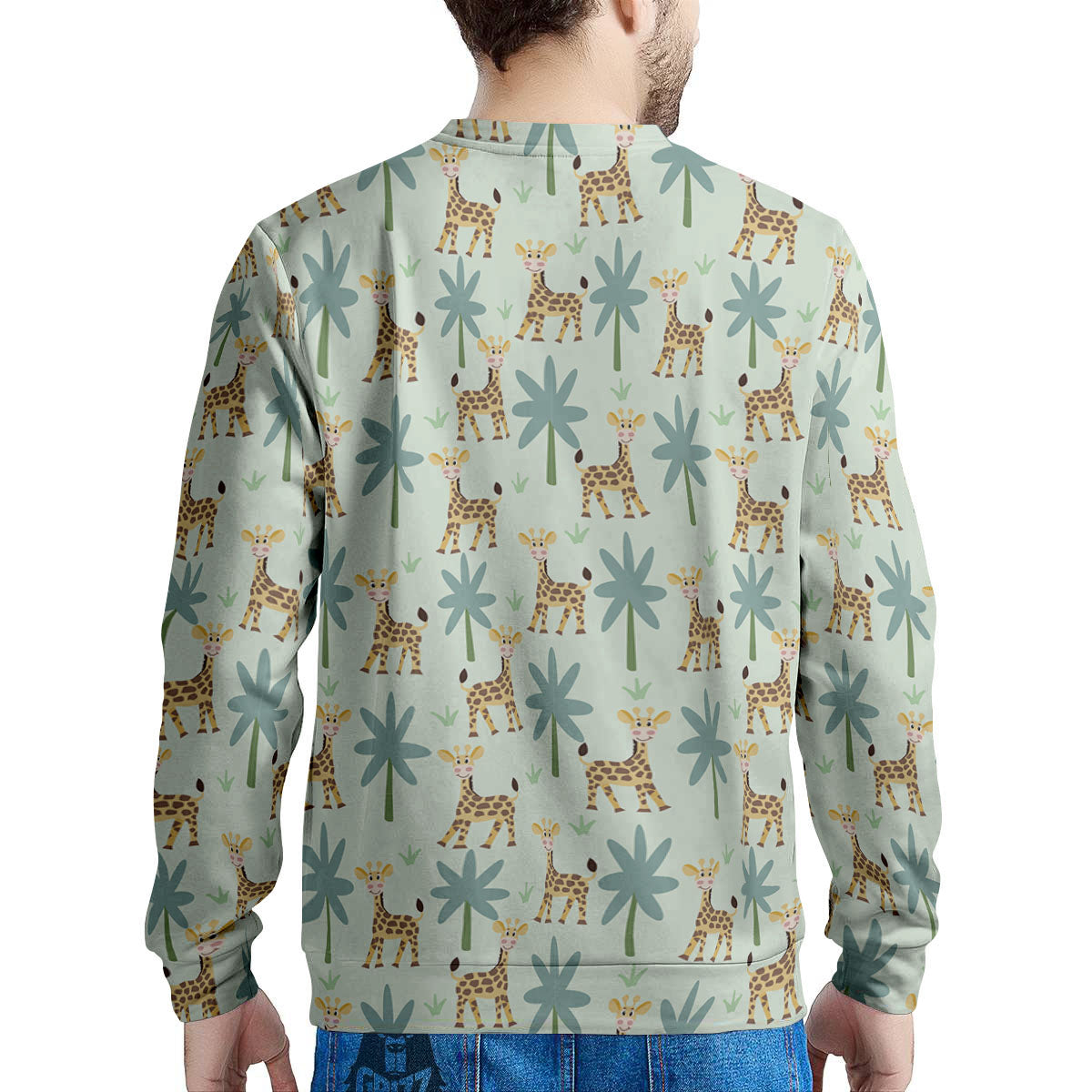 Giraffe Cartoon Print Pattern Men's Sweatshirt-grizzshop