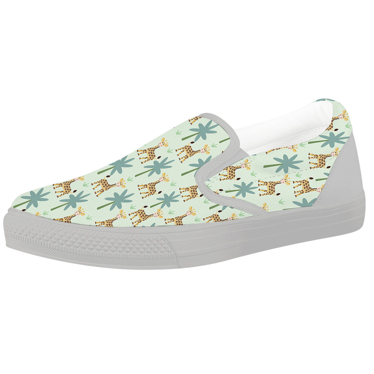 Giraffe Cartoon Print Pattern White Slip On Shoes-grizzshop