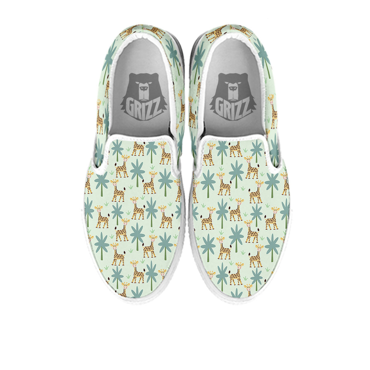 Giraffe Cartoon Print Pattern White Slip On Shoes-grizzshop