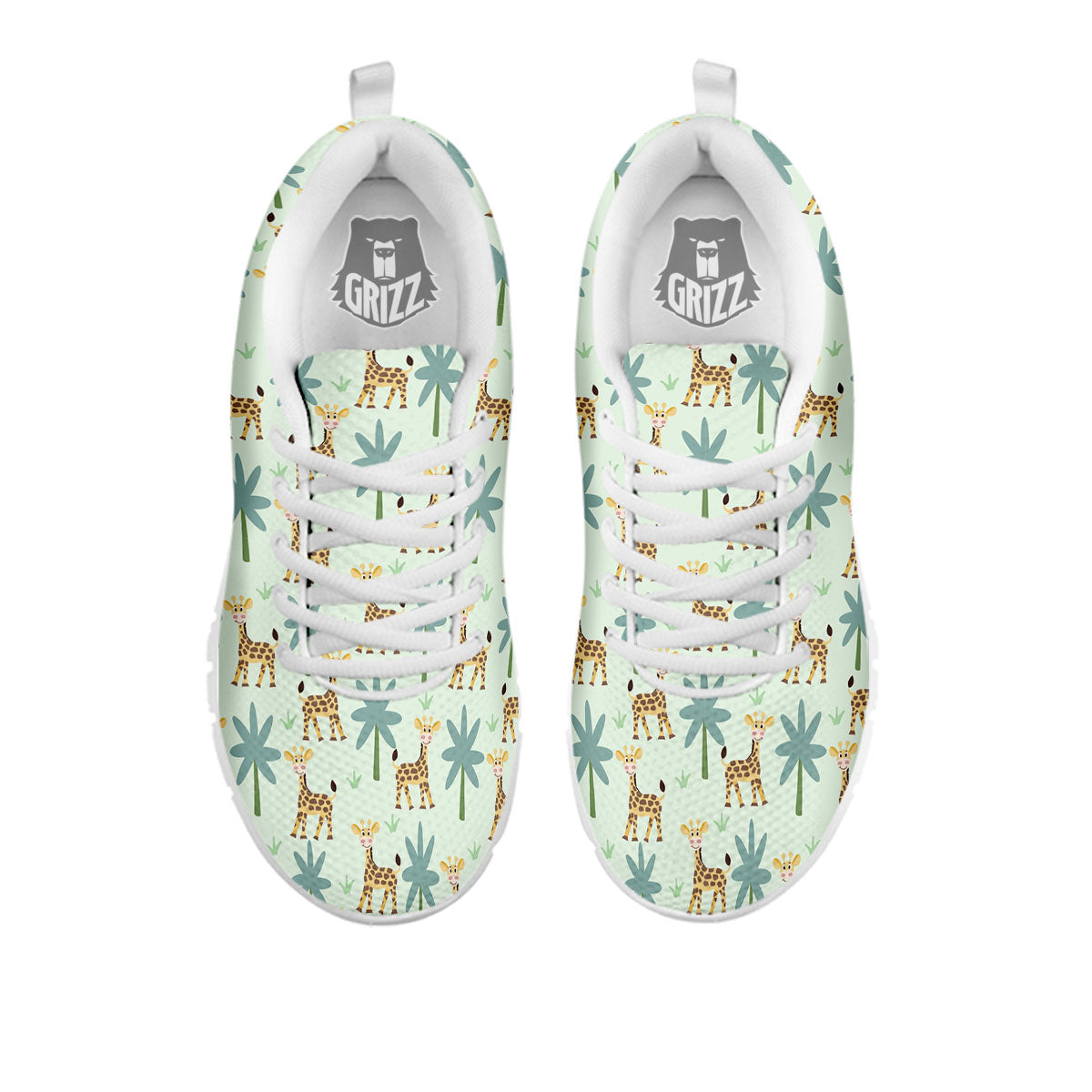 Giraffe Cartoon Print Pattern White Sneaker-grizzshop