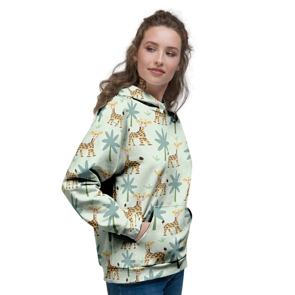 Giraffe Cartoon Print Pattern Women's Hoodie-grizzshop