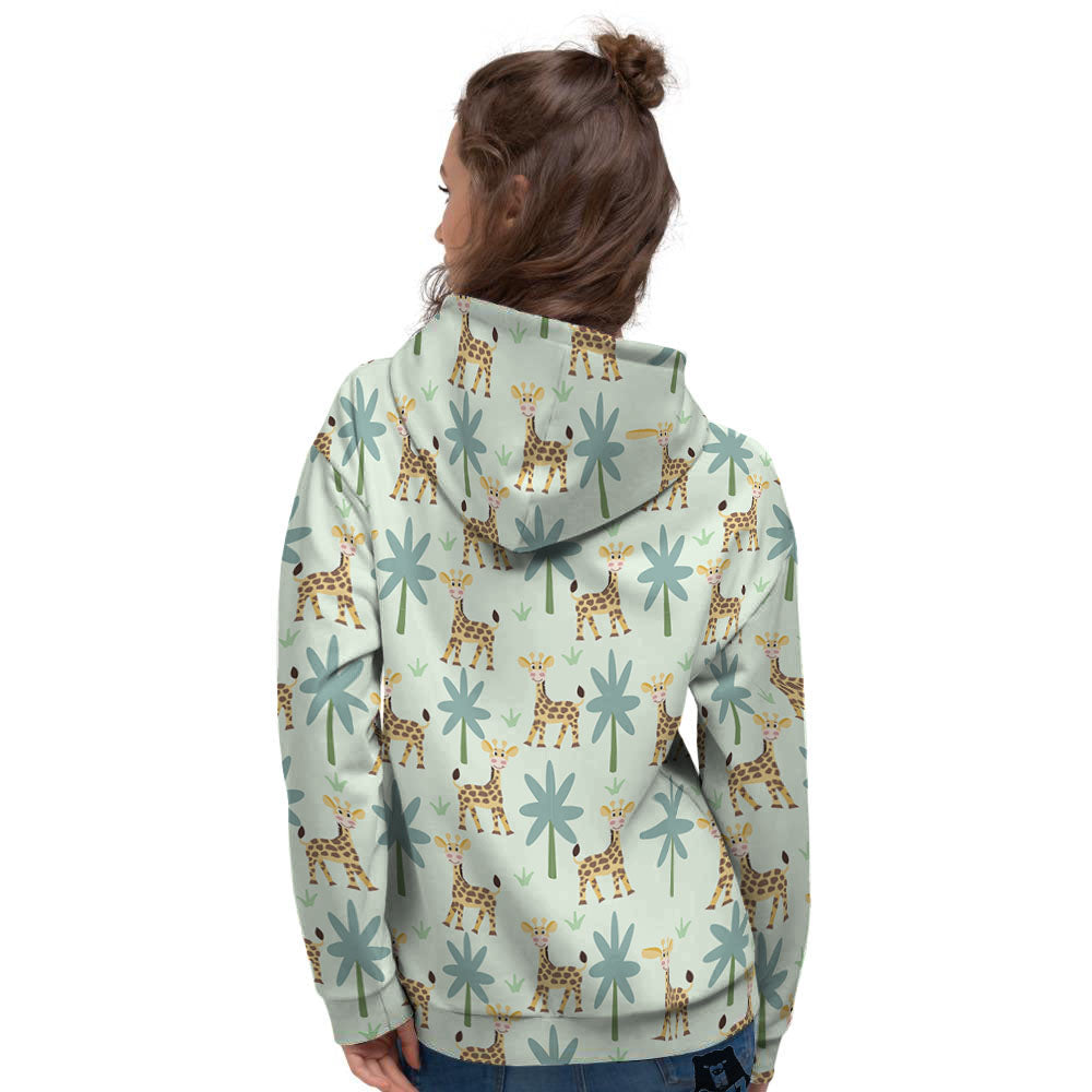 Giraffe Cartoon Print Pattern Women's Hoodie-grizzshop