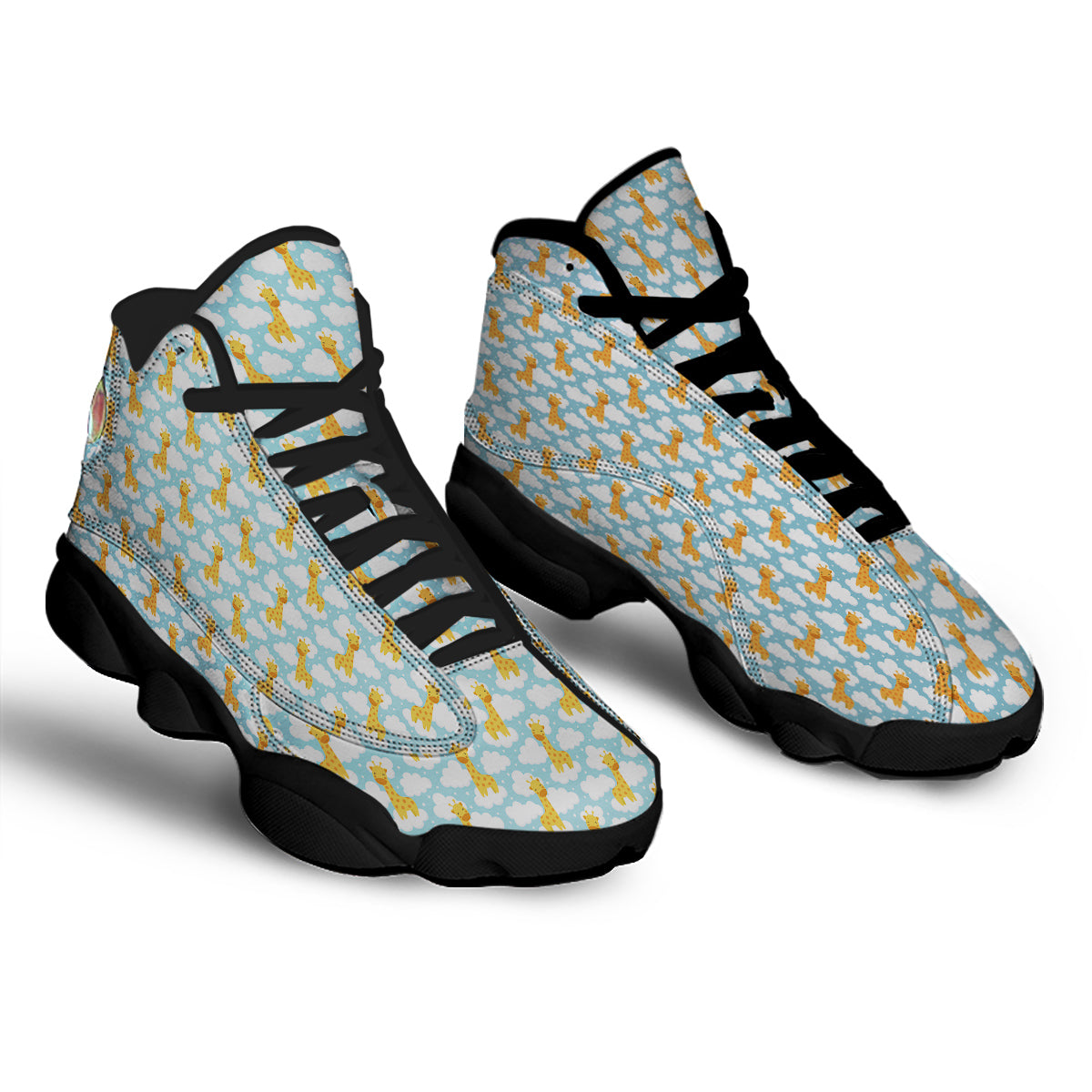 Giraffe Cute Cartoon Print Pattern Black Basketball Shoes-grizzshop