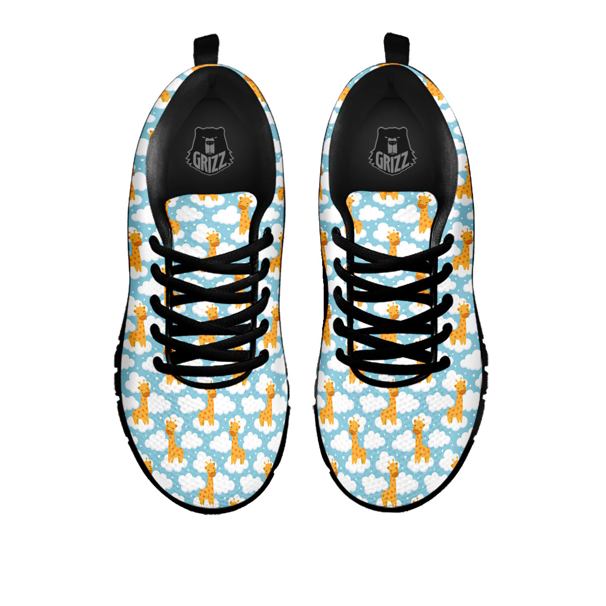 Giraffe Cute Cartoon Print Pattern Black Sneaker-grizzshop