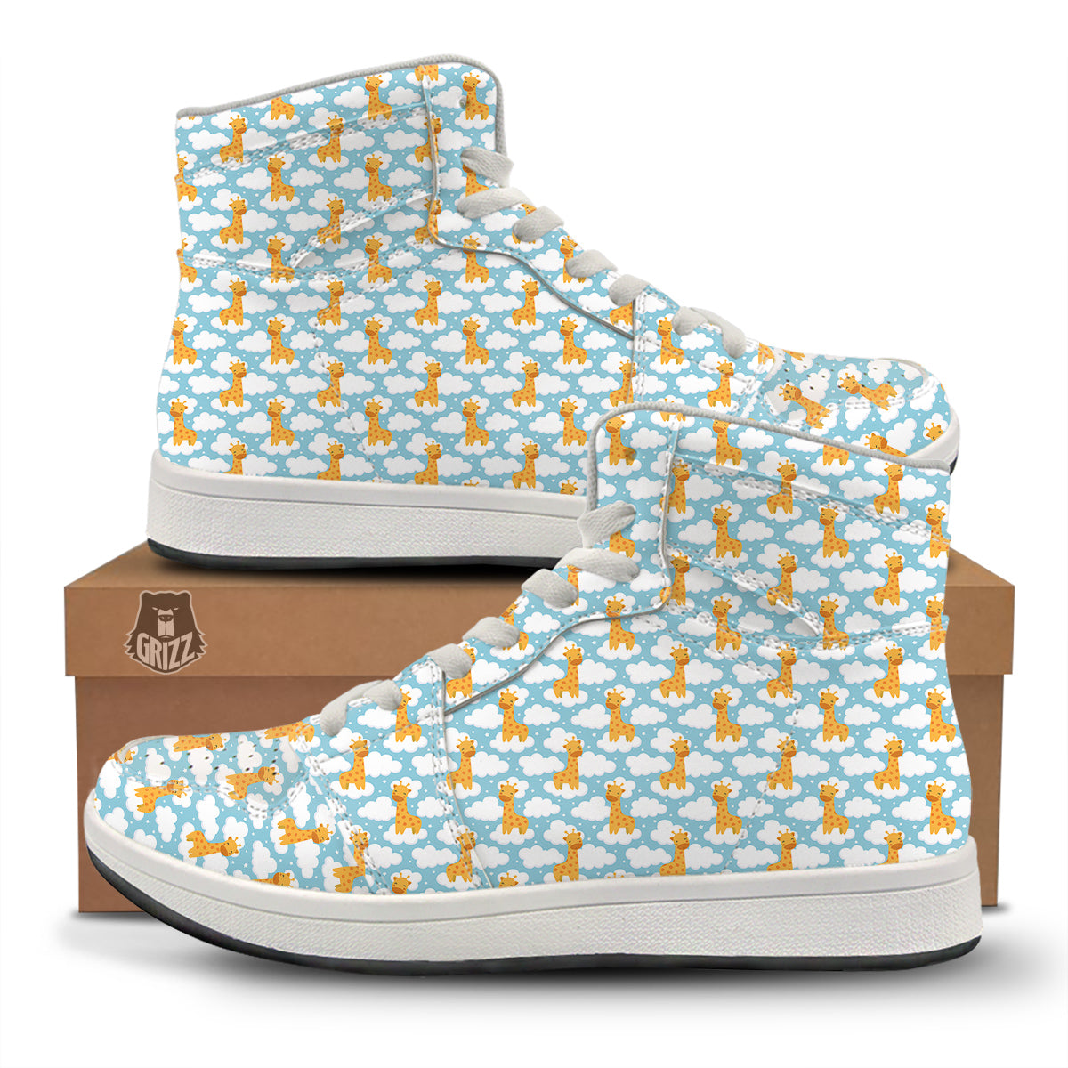 Giraffe Cute Cartoon Print Pattern High Top Sneakers-grizzshop