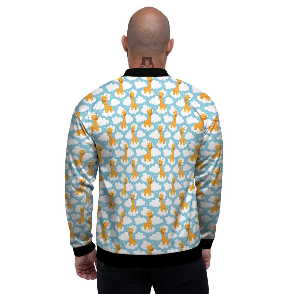 Giraffe Cute Cartoon Print Pattern Men's Bomber Jacket-grizzshop